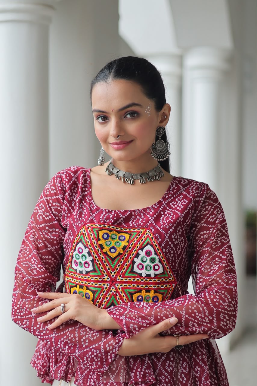 Navratri Bandhani Kutchi Patchwork Top – Garba & Daily Wear