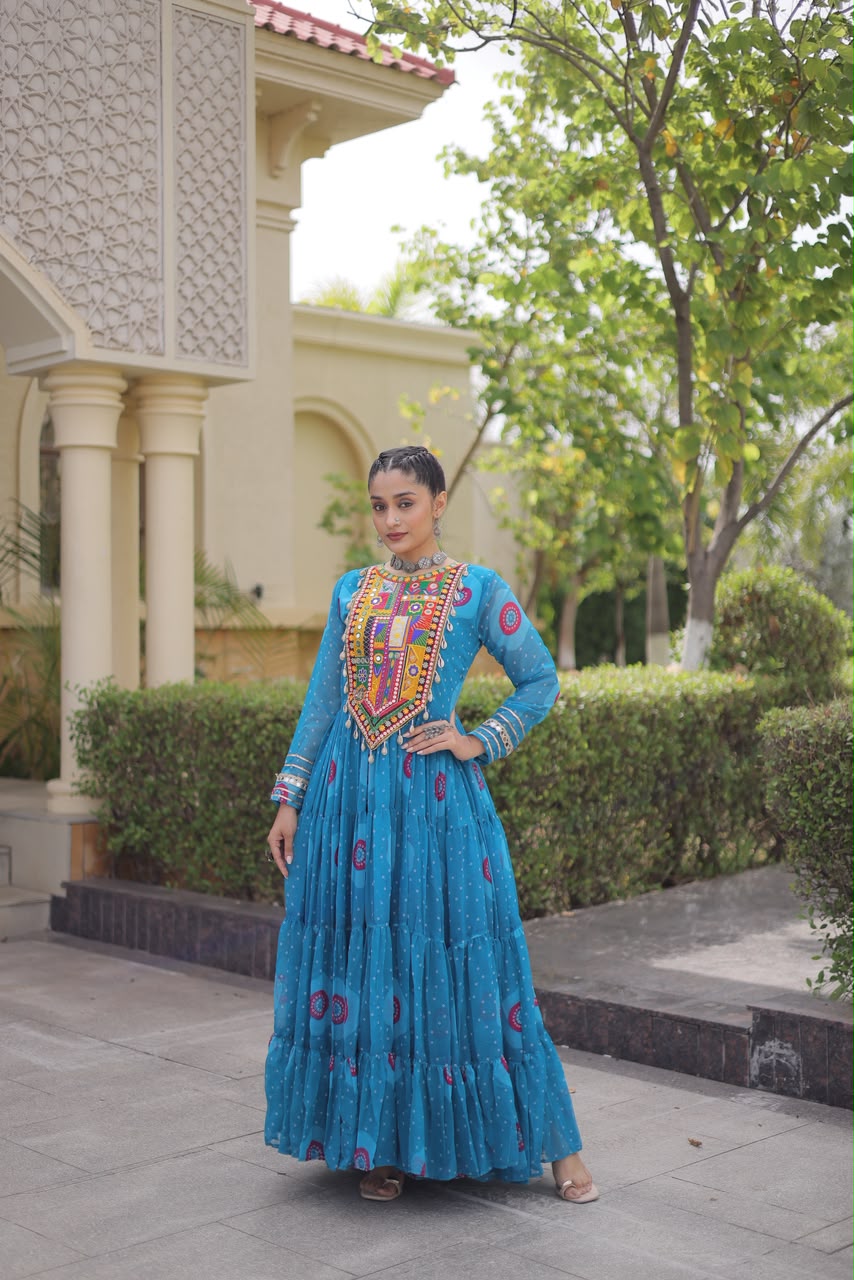 Navratri Bandhani Kutchi Gown – Festive Garba Wear
