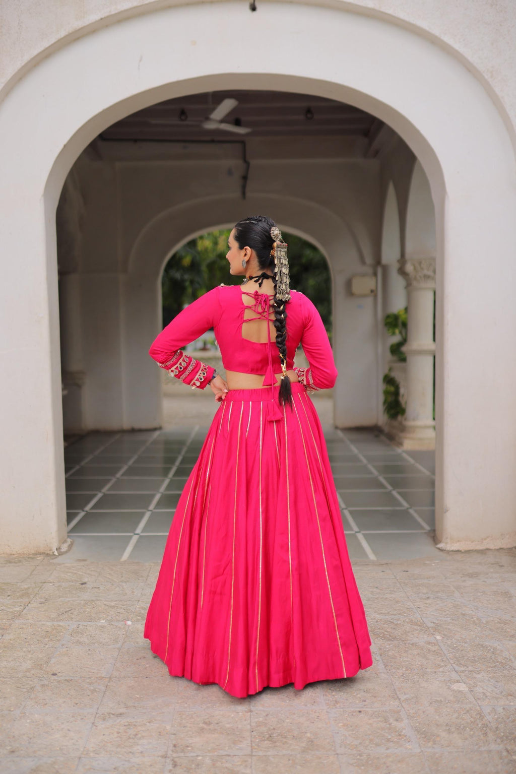 Navratri Roman Gota-Patti Lehenga with Kutchi Top – Garba Wear