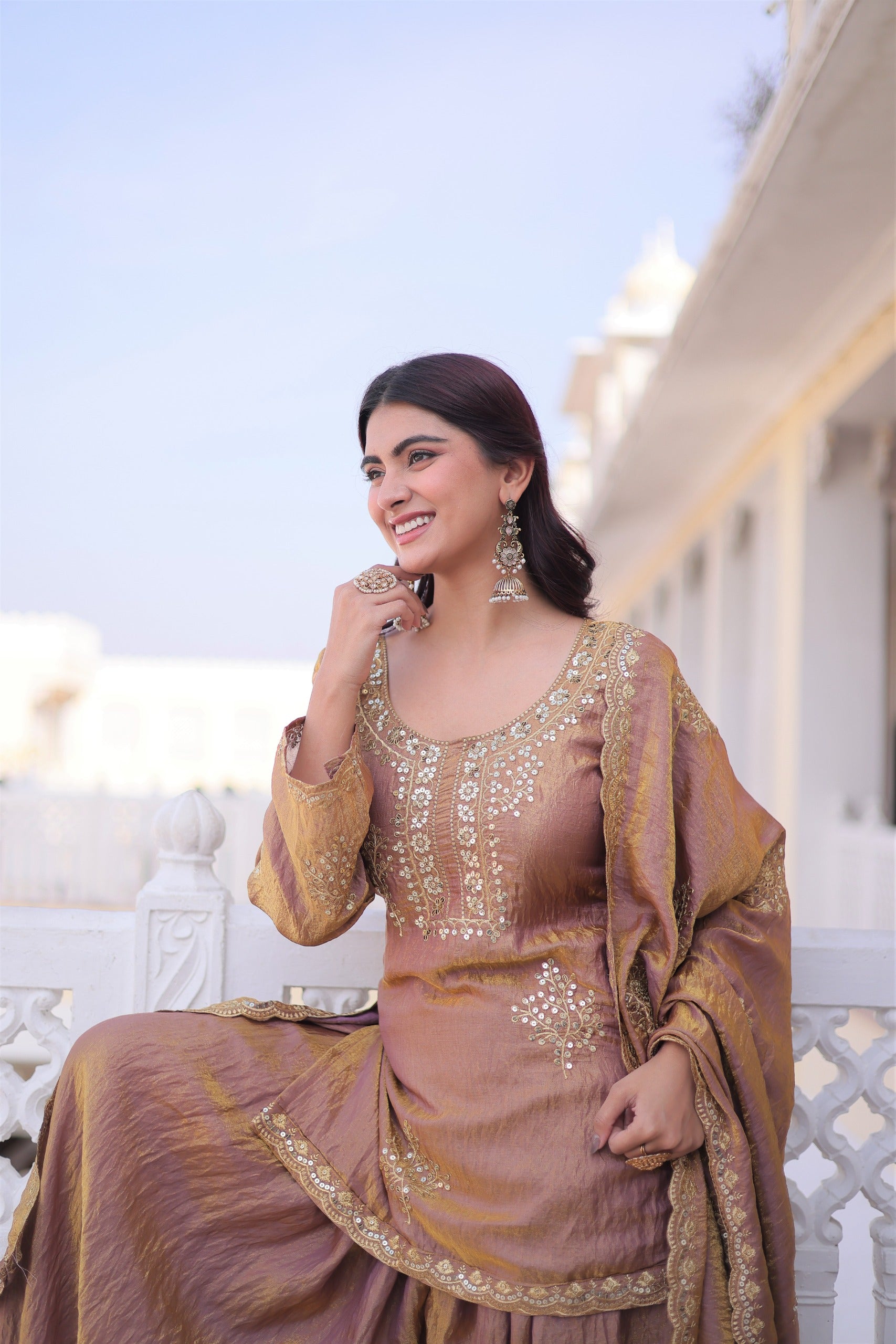 Fendi Crush Top-Sharara-Dupatta Set – Wedding Sangeet Wear