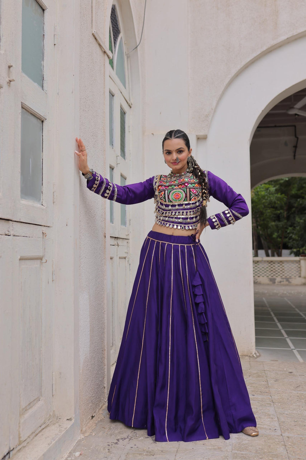 Navratri Roman Gota-Patti Lehenga with Kutchi Top – Garba Wear