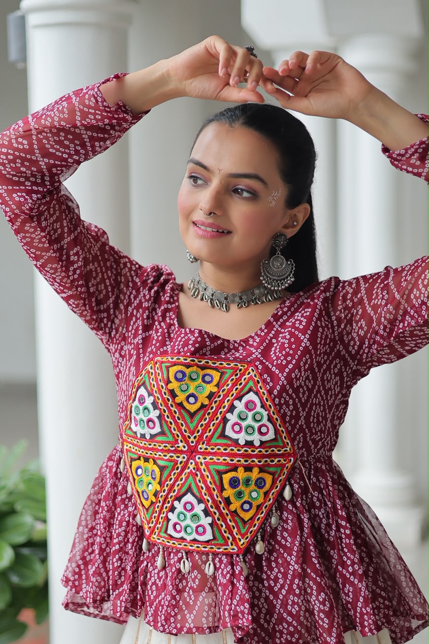 Navratri Bandhani Kutchi Patchwork Top – Garba & Daily Wear