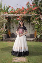Navratri Roman Lehenga with Kutchi Gamthi Top – Garba Sangeet Wear