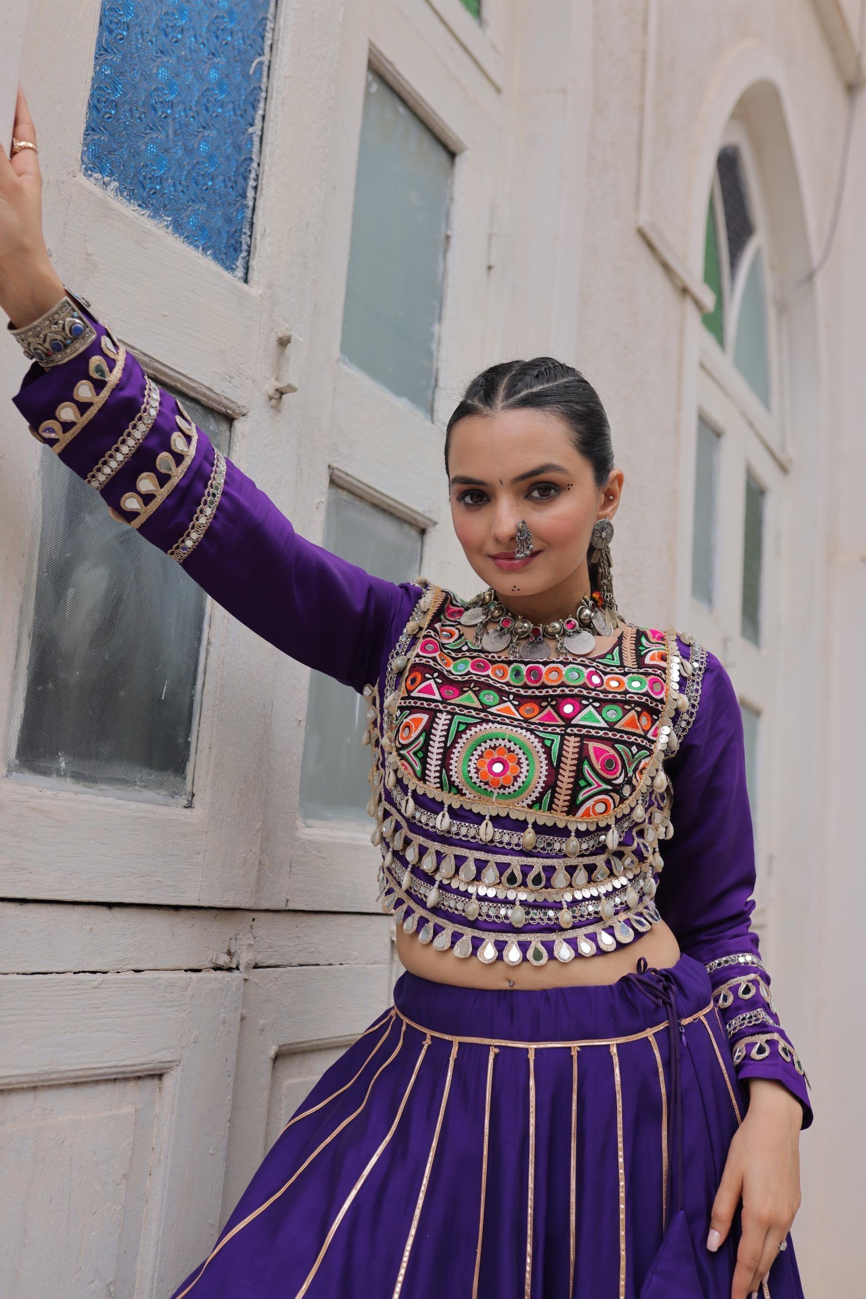 Navratri Roman Gota-Patti Lehenga with Kutchi Top – Garba Wear