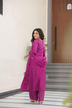 Chinnon Silk Top-Pant-Dupatta Set – Eid & Festive Party Wear