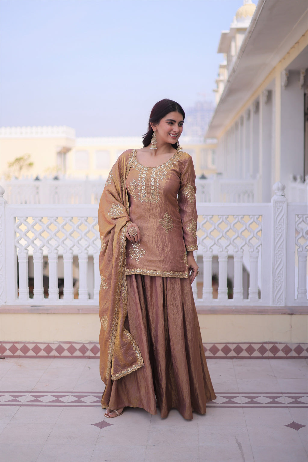 Fendi Crush Top-Sharara-Dupatta Set – Wedding Sangeet Wear
