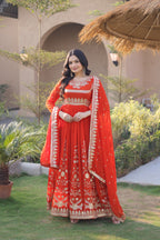 Purple Faux Blooming Georgette Gown with Dupatta – Wedding Reception