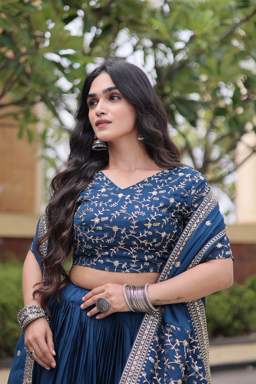 Glory Satin Bridal Lehenga Choli with Dupatta – Wedding & Sangeet Wear