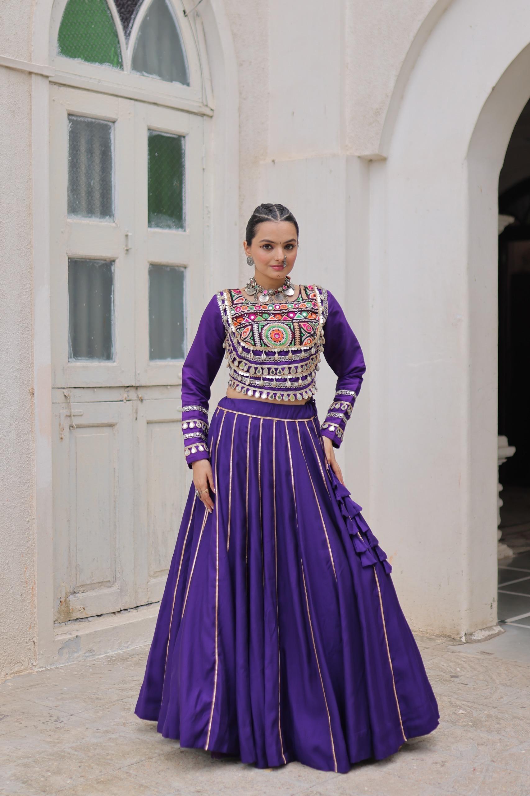 Navratri Roman Gota-Patti Lehenga with Kutchi Top – Garba Wear