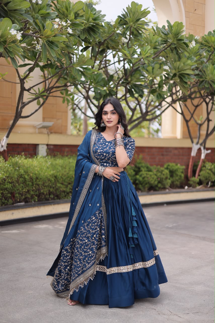 Glory Satin Bridal Lehenga Choli with Dupatta – Wedding & Sangeet Wear