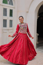 Navratri Roman Gota-Patti Lehenga with Kutchi Top – Garba Wear