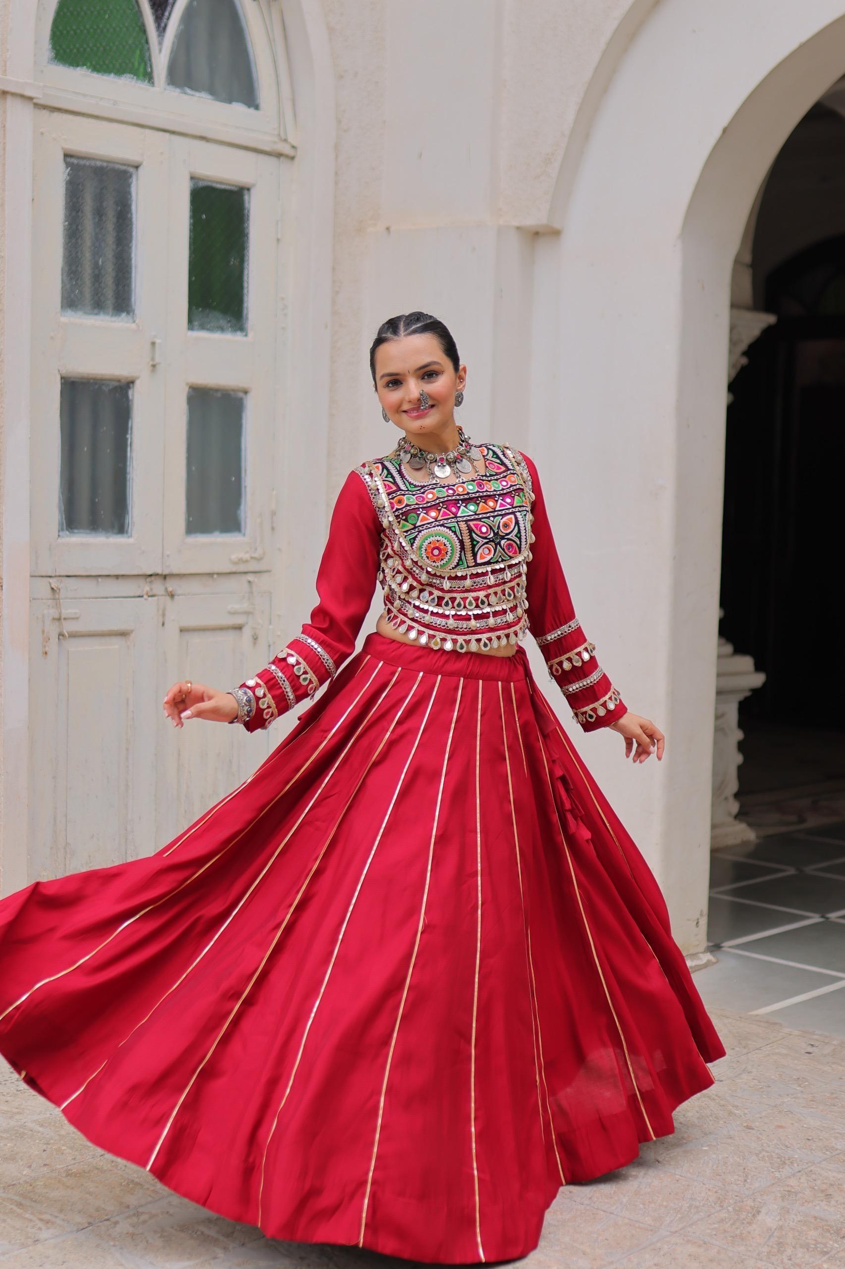 Navratri Roman Gota-Patti Lehenga with Kutchi Top – Garba Wear