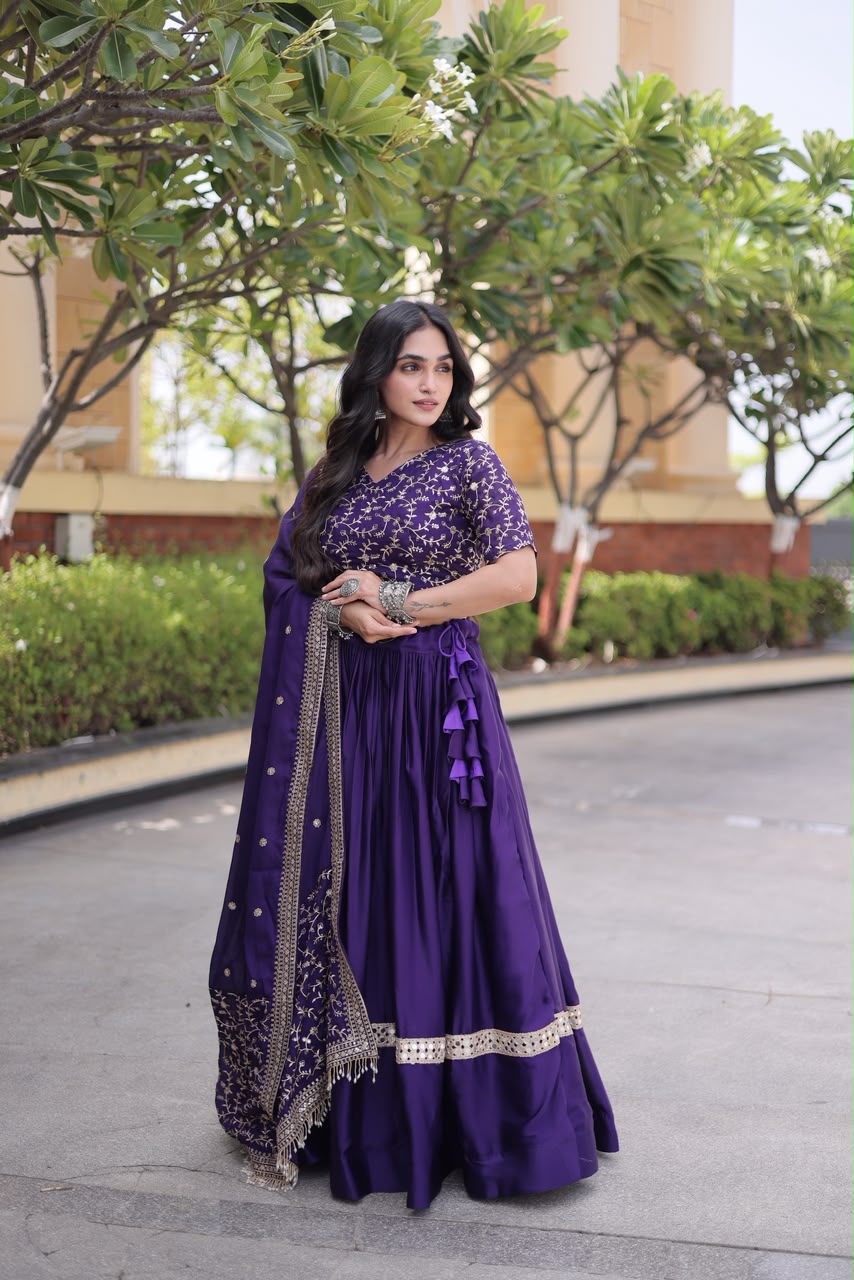 Glory Satin Bridal Lehenga Choli with Dupatta – Wedding & Sangeet Wear