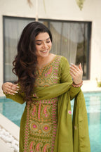 Chinnon Silk Top-Pant-Dupatta Set – Eid & Festive Party Wear